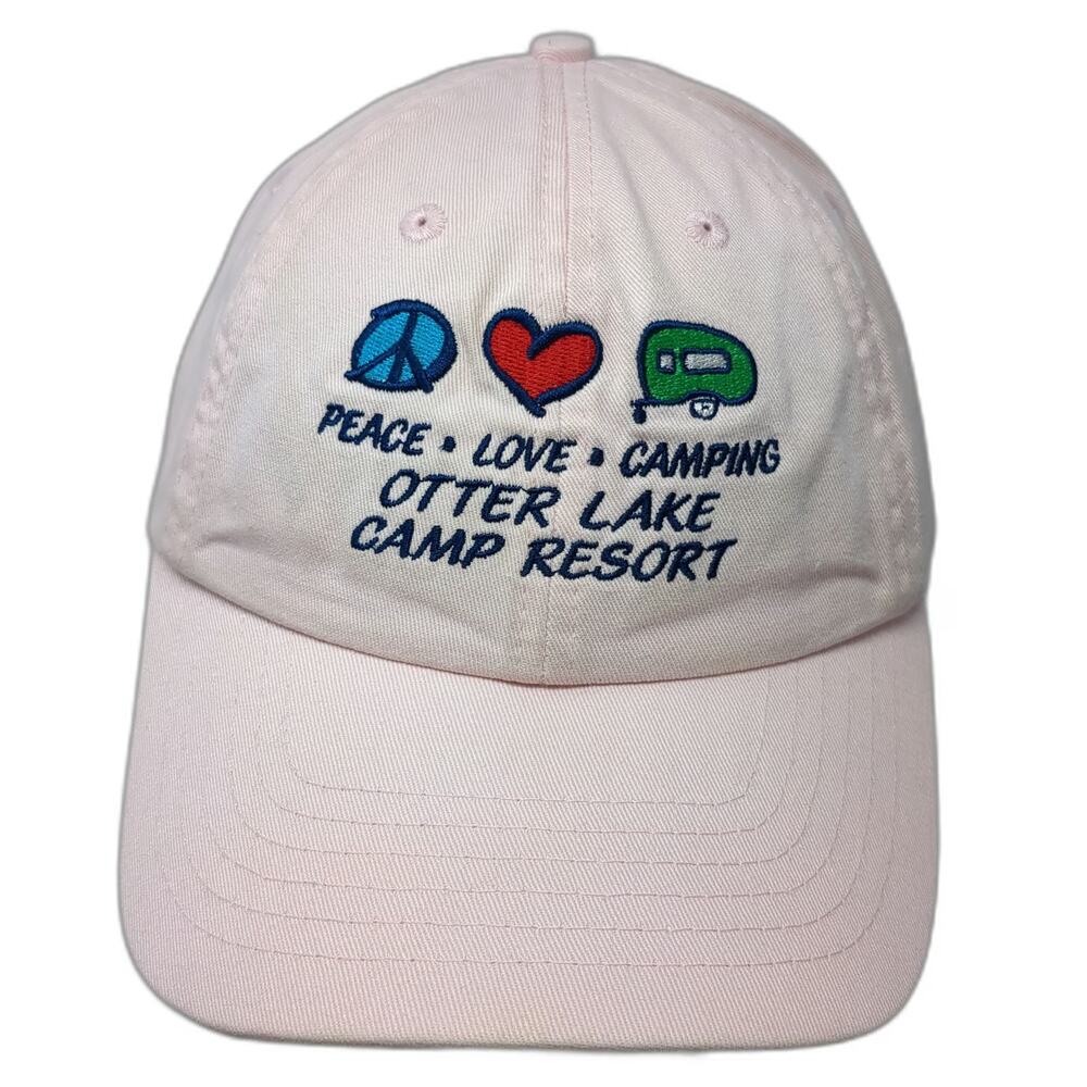 Royal Resortwear Baseball Cap Pink One Size Peace Love Camping Otter Lake Hat